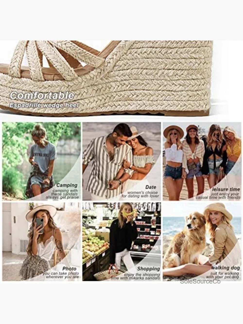 Braided Espadrille Wedge Platform Sandals Ankle Strap Open Toe Summer